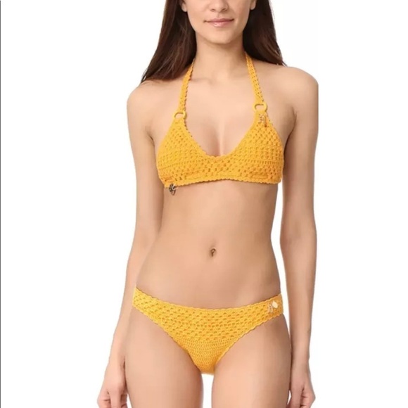 NEW Stella McCartney Yellow Women's Crochet Bikini Bottoms Size Small S NWT - Picture 1 of 9